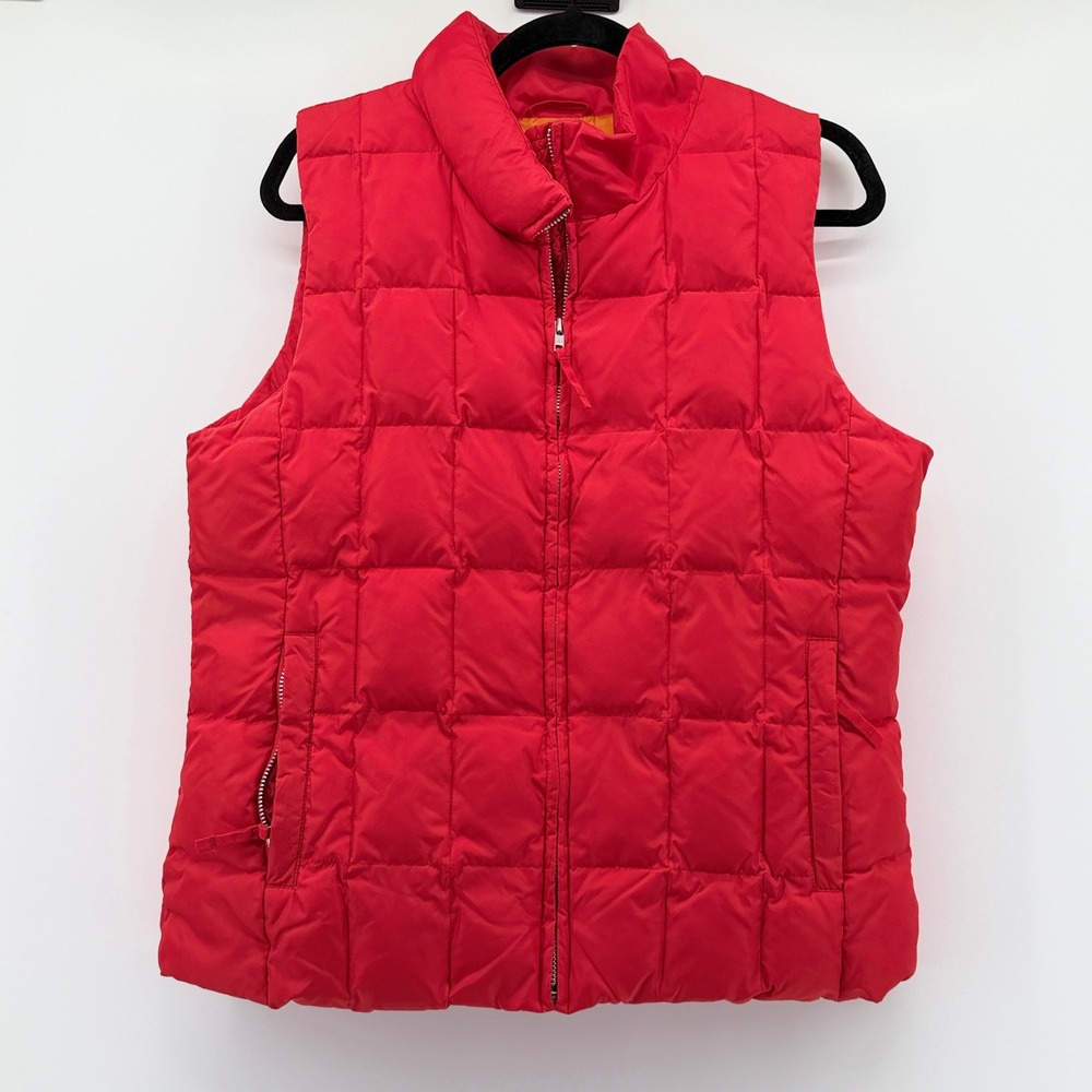Gap Womens Puffer Vest Red Orange Lining Down Filled Quilted Zip Up Large